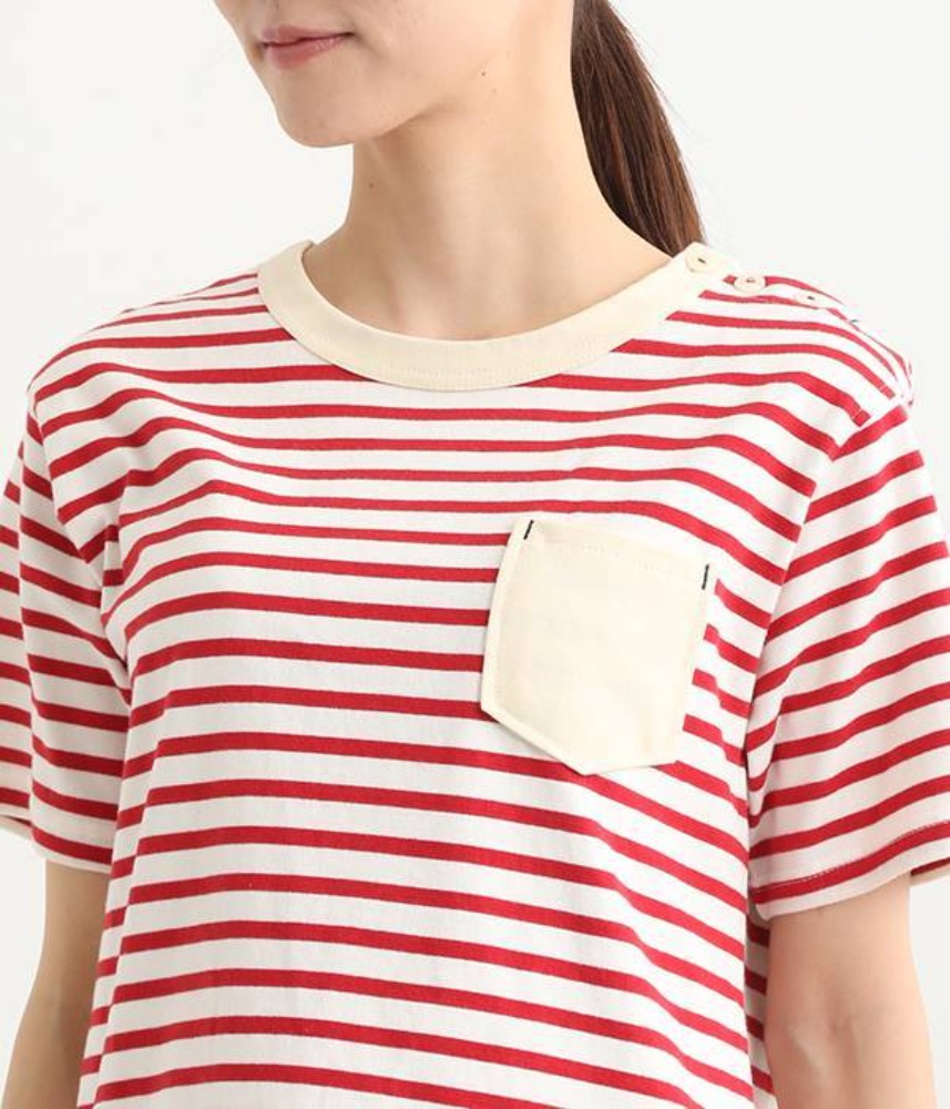 [NORTHERN TRUCK]  shoulder button stripe T / red