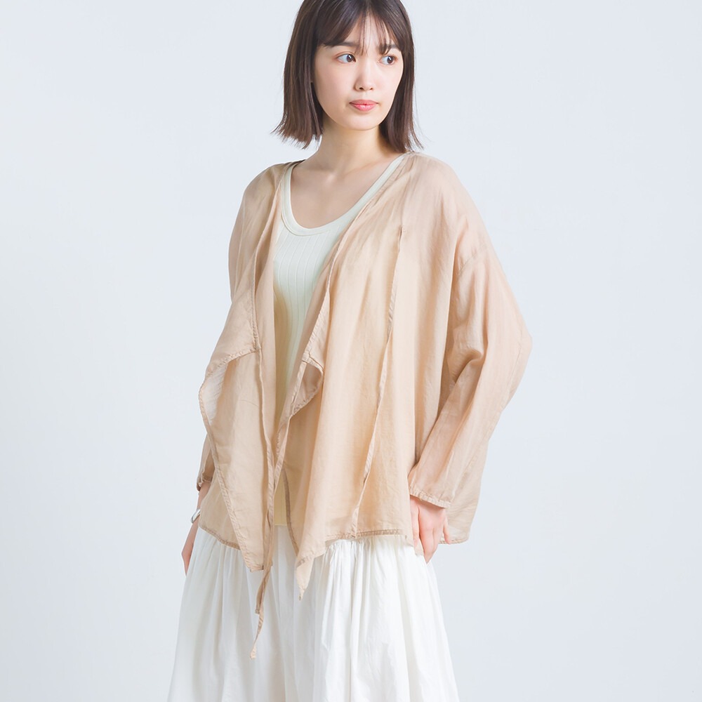 [OMNES]  ombre linen cotton cache-coeur blouse / 4color