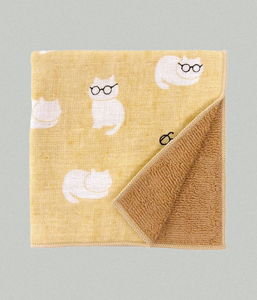 [미구소상점]  JAPANESE soft hand towel : 안경 고양이 선생님