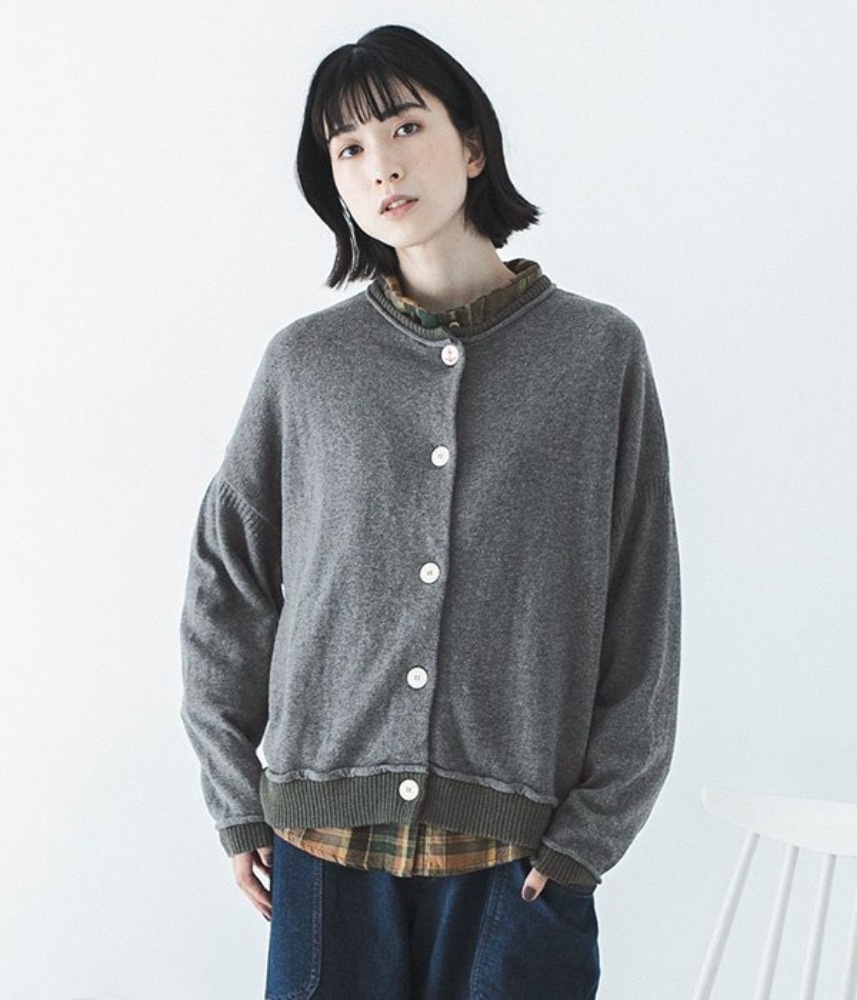 [NORTHERN TRUCK]  layered style wool knit cardigan / gray