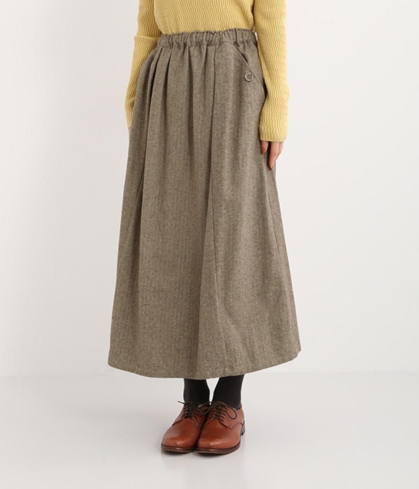 [Keitto]  WINTER ! herringbone and button skirt / brown