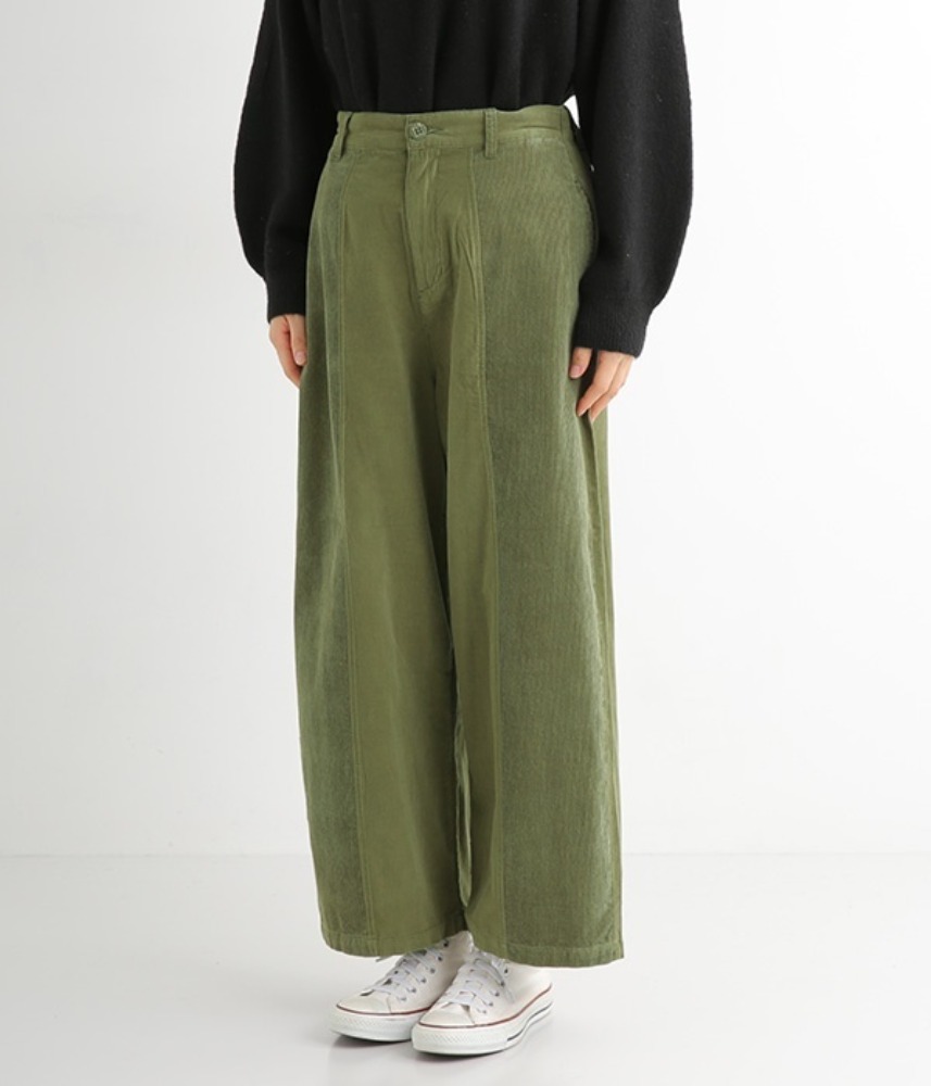 [Keitto]  WINTER ! corduroy patterned wide pants / olive