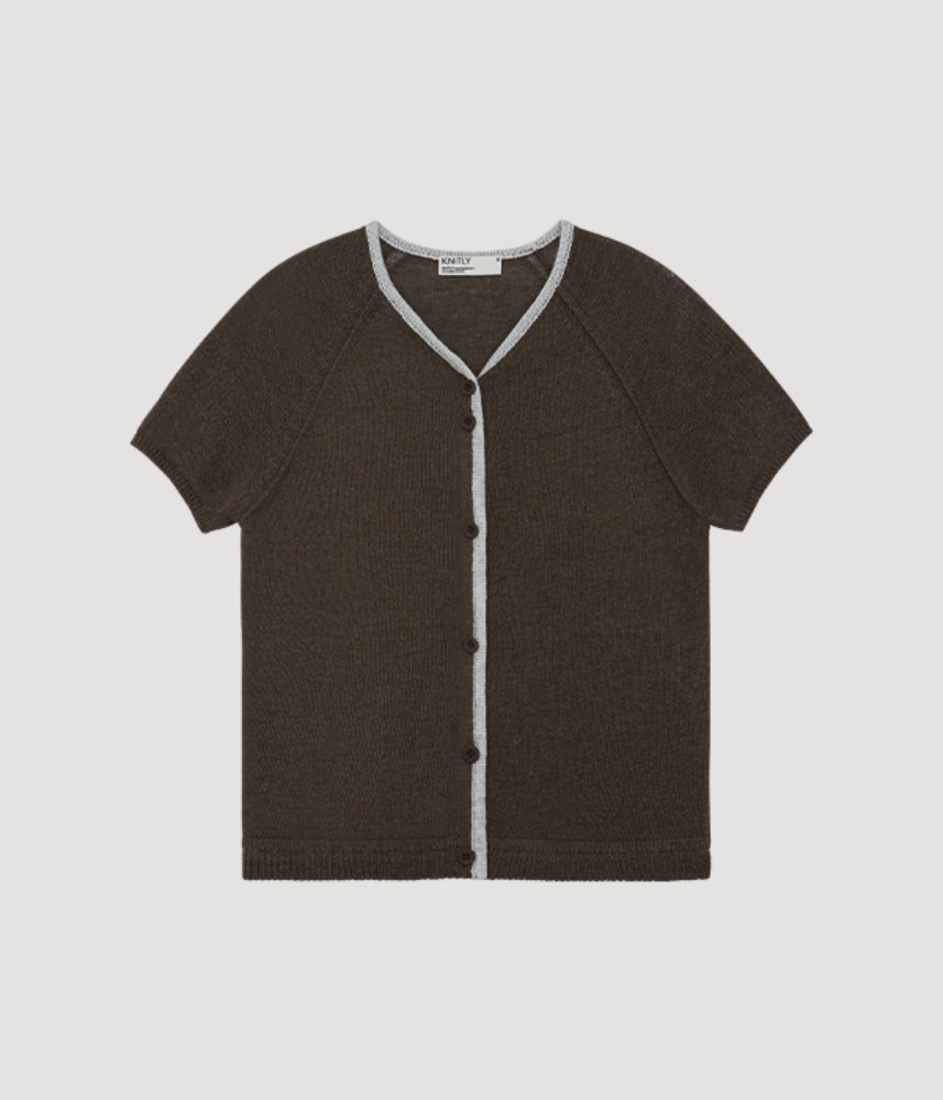 [KNITLY]  2nd restock ! PAPER LINE SHORT SLEEVE CARDIGAN / brown