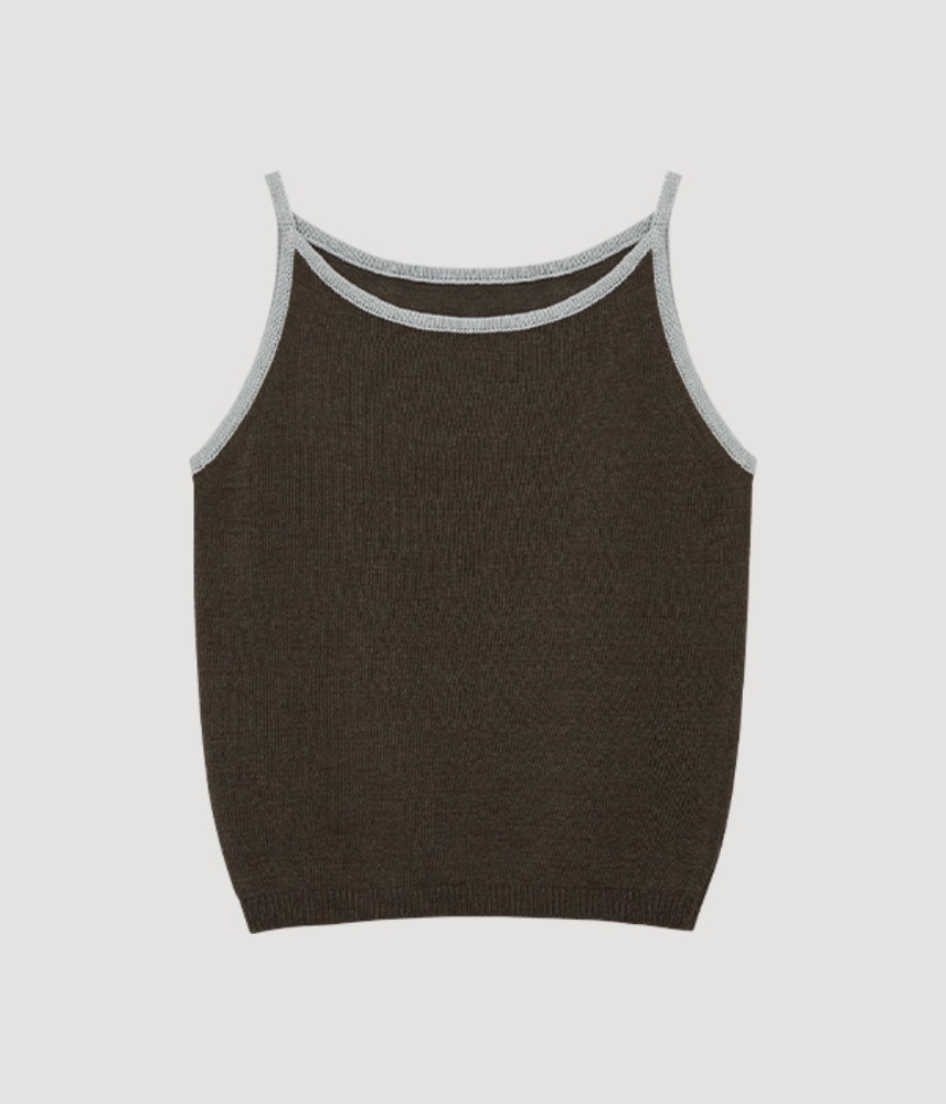 [KNITLY]  4th restock ! PAPER LINE SLEEVELESS KNIT TOP / brown