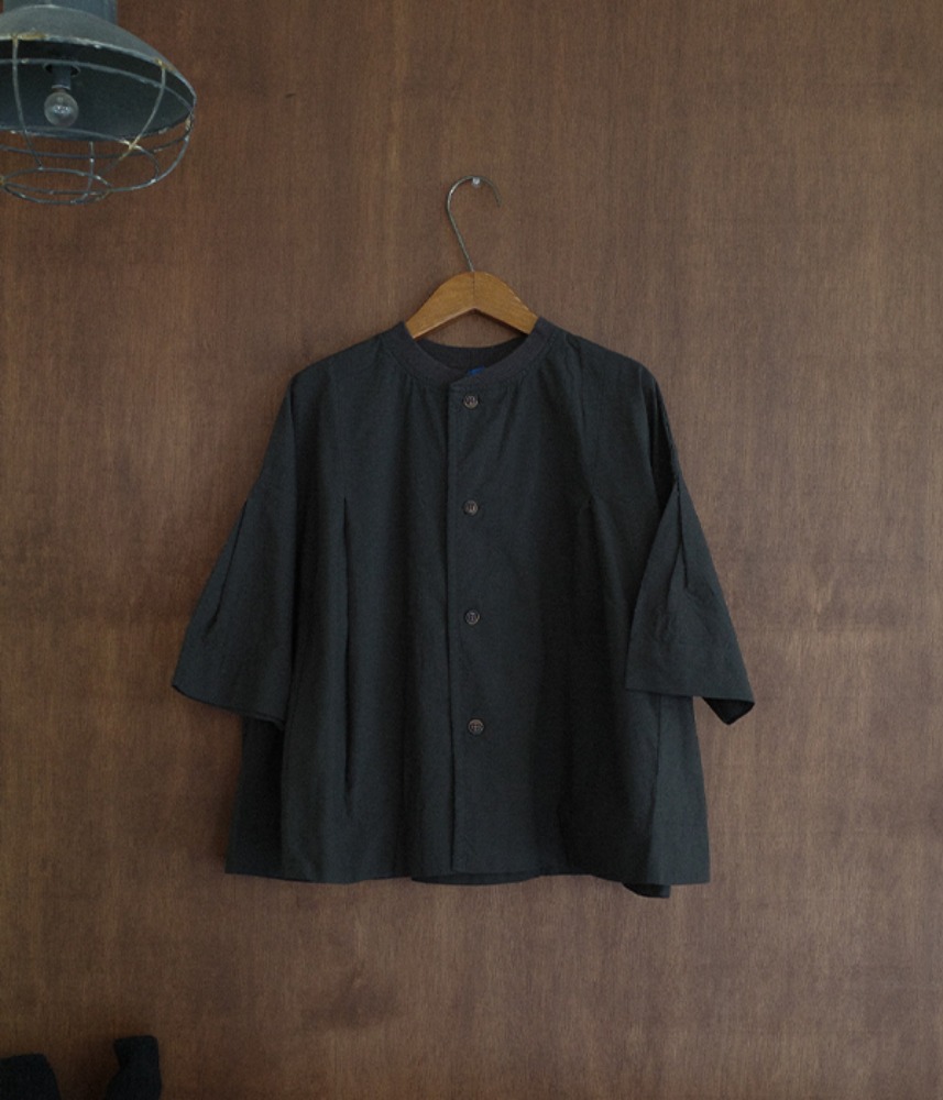 [OMNES]  4th restock ! ribbed collar A line shirts-jacket / charcoal