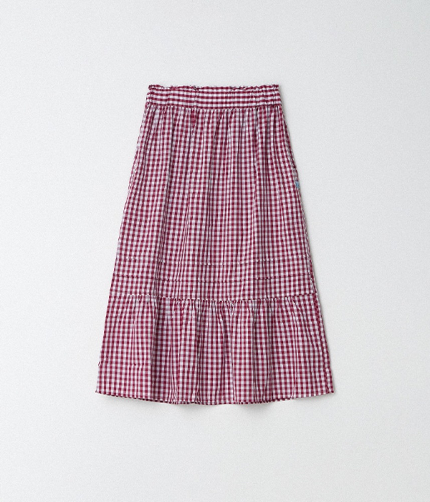 [Keitto]  2nd restock ! gingham-check skirt / cherry red