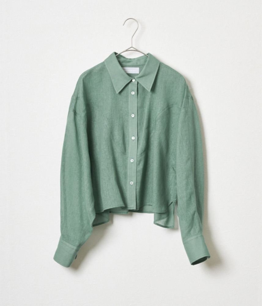 [AUDREY] [Audrey and John Wad]  gauze-like western yoke short shirts / sage green