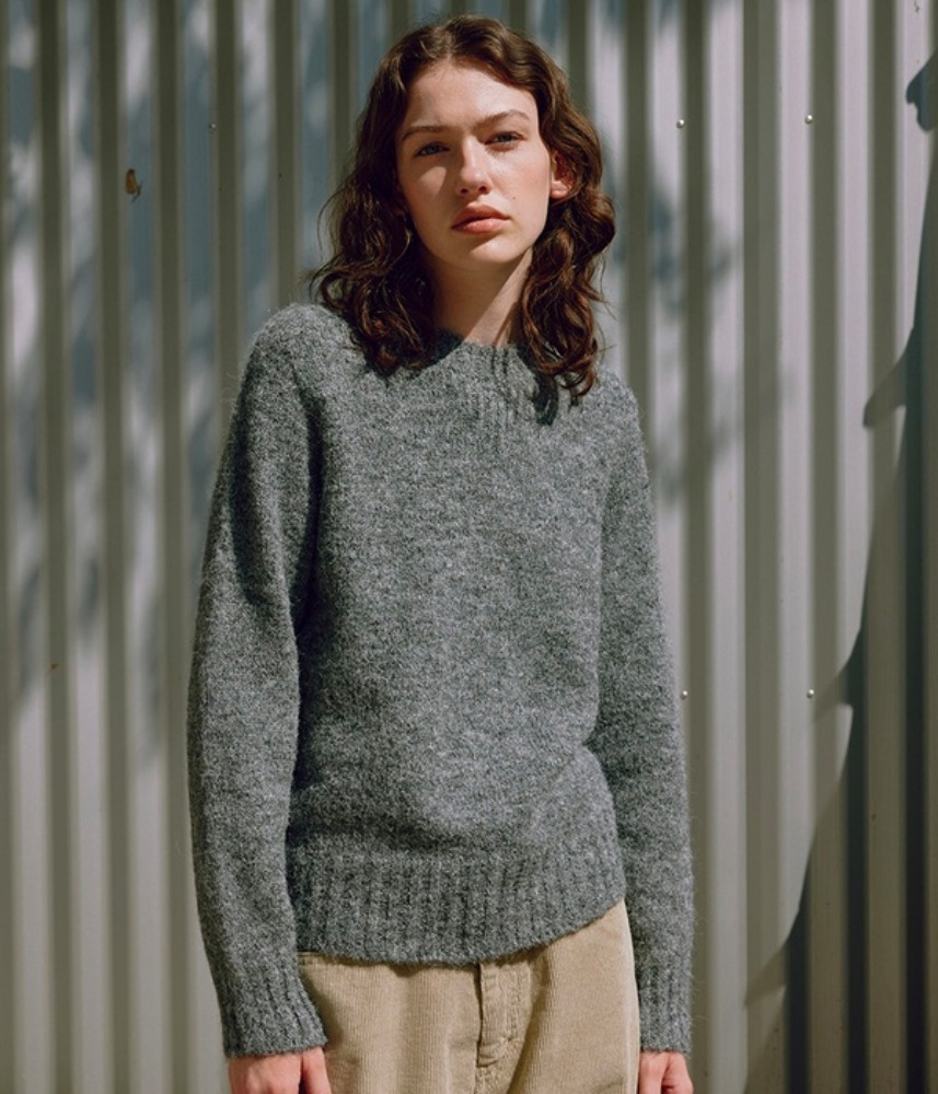 [KNITLY] Whole Garment Wool Sweater (Grey)