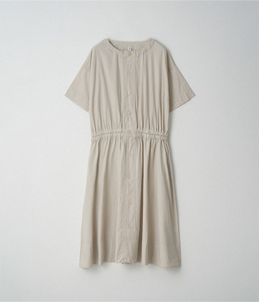 [SO]  washer broad waist gathered dress / light grey