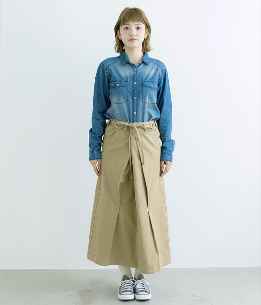 [JPN buying]  COTOPONE 3-way ribbon cotton skirt / 2 colors