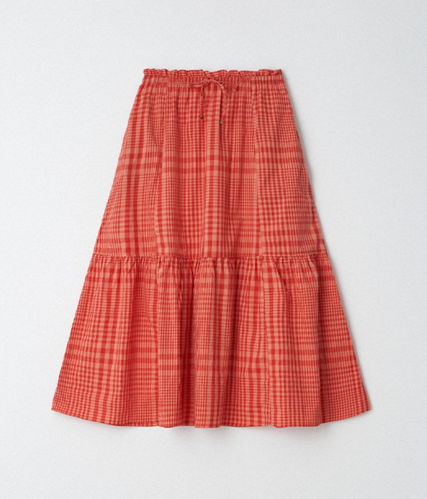 [JPN buying]  3rd restock ! LILASIC cotton red &amp; pink check tiered skirt