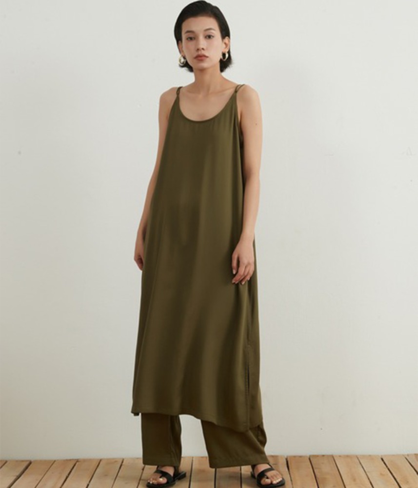 [On One’s Own]  string strap silky cami dress / 3 colors