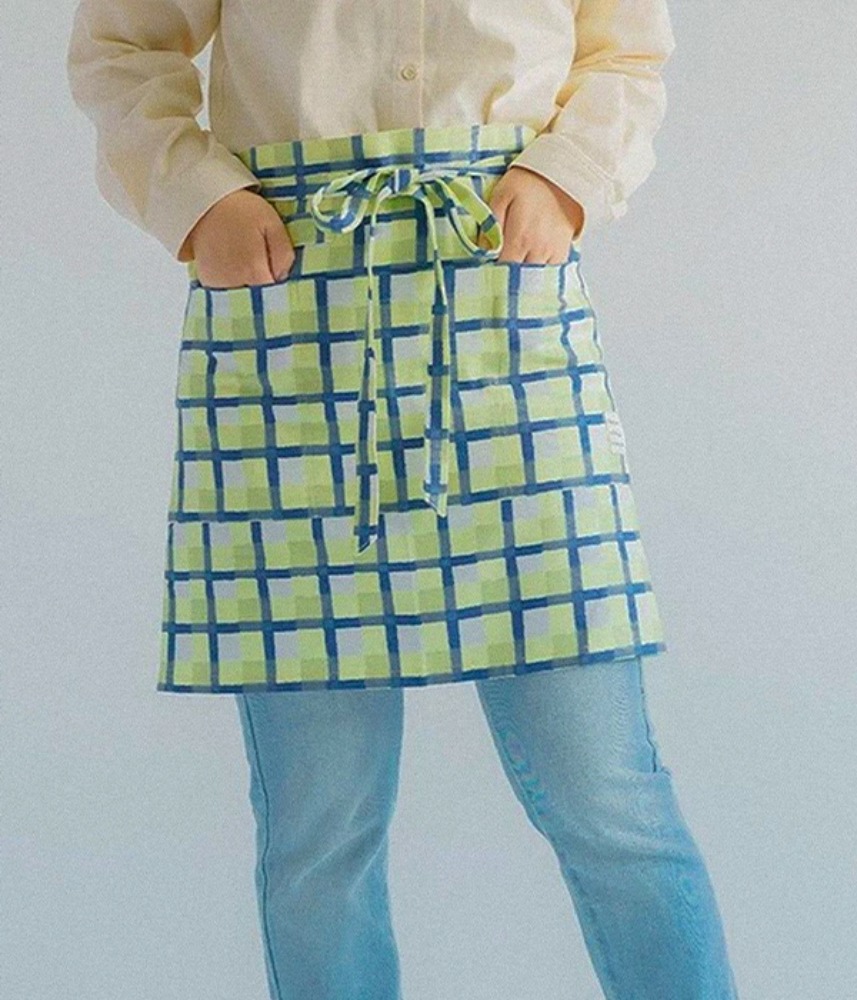 [미구소상점]  シングルせたい  일인가구 - INDIA block checked wrap skirt apron / 3 colors